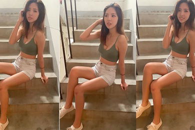 这样性感的小姐姐在楼梯口等着你回来你会忍得住吗